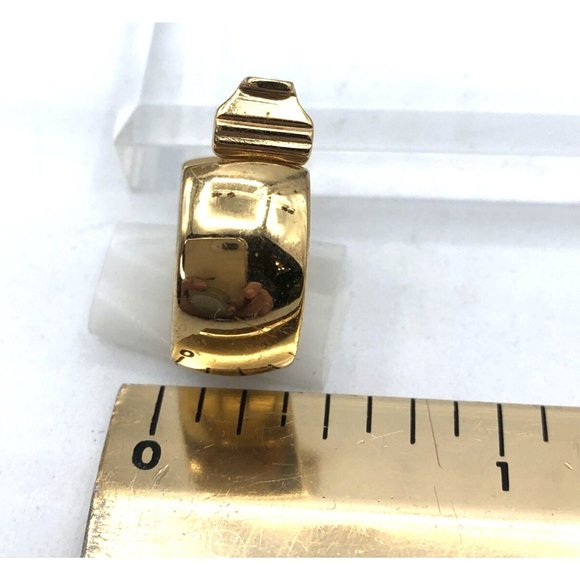 Vintage MONET Hoop Earrings Gold Tone Bold Shiny Wide Huggie Clip On Earrings - Picture 7 of 8